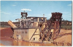 Gold Dredge Near Fairbanks, Alaska Placer Mining 1950s Vintage Postcard