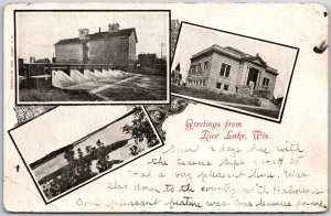 Greetings From Rice Lake Wisconsin WI Landmarks Buildings Postcard