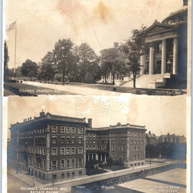 x2 SET 1907 New York NY RPPC Columbia University Barnard College Earl Hall A173