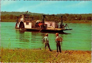 Vevay, Indiana  OHIO RIVER FERRY BOAT Martha A Graham TWO BOYS  4X6 Postcard