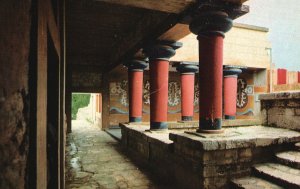 Vintage Postcard Knossos Columns of the Royal Palace Greece