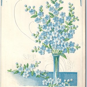 c1910s Birthday Greetings Lilac Flowers Vase Embossed High Quality Postcard A209