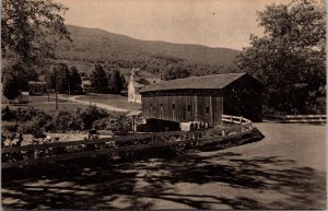 Postcard Covered Bridge Green Mountain at West Arlington Vermont Norman Rockwell