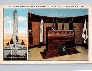 Exterior and Interior of Lincoln Monument Springfield IL Postcard PC130