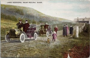 Land Seekers near Regina Saskatchewan SK People Autos Postcard G15 *as is