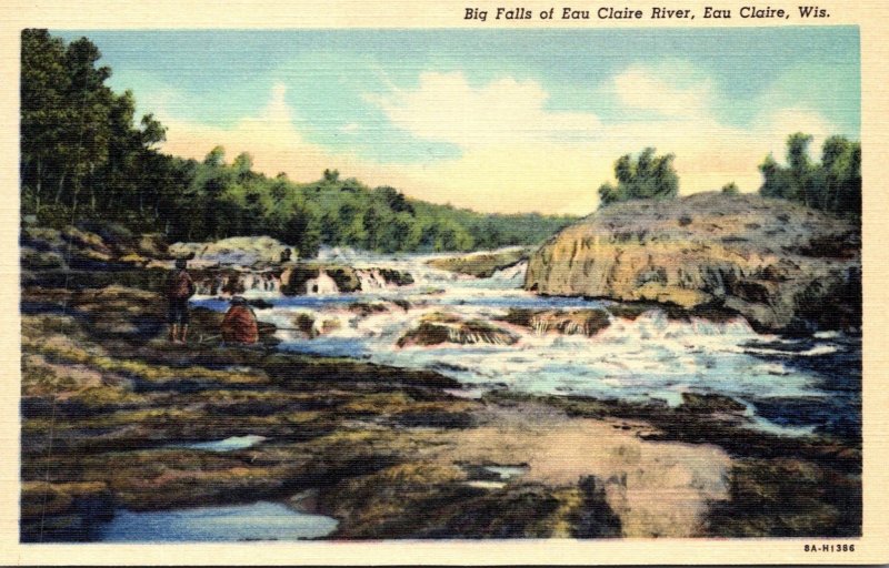 Wisconsin Eau claire Big Falls Of Eau Claire River  Curteich