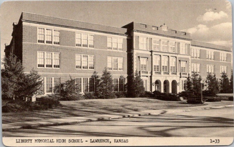 Kansas Lawrence Liberty Memorial High School Real Photo