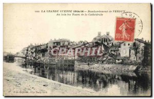 Old Postcard The Great War Militaria Bombing of Verdun In the distance to the...