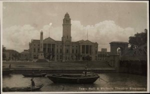 Singapore Town Hall & Victoria Theatre Real Photo RPPC Vintage Postcard