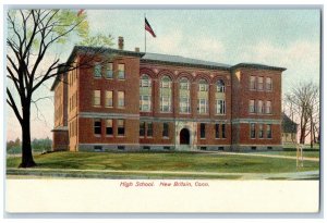 New Britain Connecticut Postcard High School Exterior View c1905 Vintage Antique