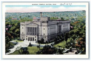 1939 Masonic Temple Building Steps Entrance Ground Dayton OH Posted Postcard