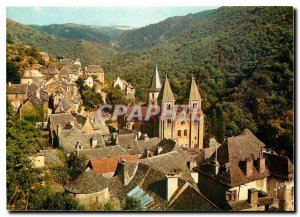 Postcard Modern Colors and light of Conques in France Rouenrgue (Aveyron) Ove...