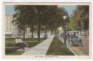 Street City Park Cars Coldwater Michigan 1920 postcard