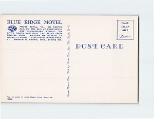 Postcard Blue Ridge Motel Front Royal Virginia USA