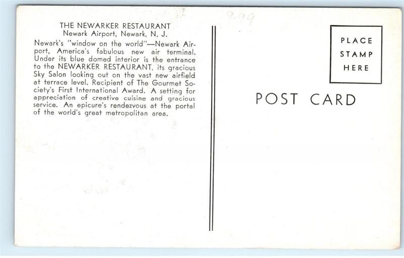 *The Newarker Restaurant Newark Airport Newark NJ New Jersey Old Postcard B68