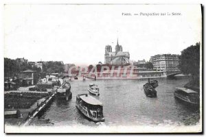 Old Postcard Perspective Paris on the Seine Boat Notre Dame