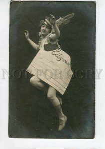 3134822 Lady Winged ANGEL w/ Telegramme POSTMAN Vintage PHOTO 1