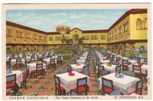 Tramor Cafeteria Cafe Interior St Petersburg Florida 1940s linen postcard