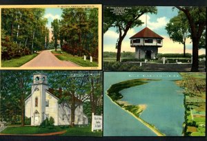 AU130 Pa. 4pcs Linen Exquisite Aerial view Presque Isle, Pennisula Drive, Church