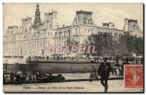 Paris - 4 - Breakfast City and the Bridge D & # 39Arcole - Old Postcard Flowe...
