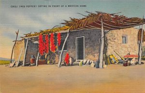 Chili (red pepper) drying in front of Mexican Home Misc, New Mexico NM