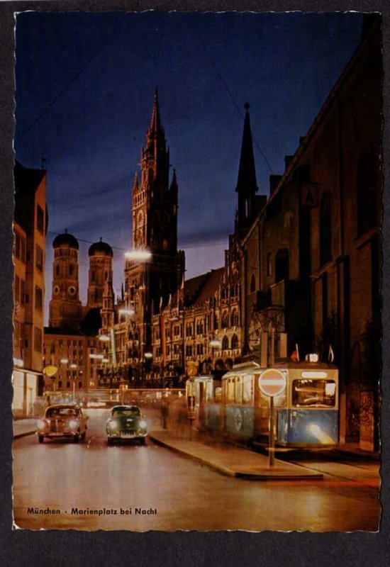 GERMANY Marienplatz bei Nacht Munchen Munich Postcard Postkarte Carte Postale