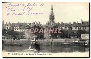 Postcard Old Saint Malo Quays and the Great Gate