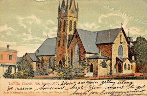 PORT HENRY NEW YORK~CATHOLIC CHURCH~1906 L BUTTERFIELD TINTED PHOTO POSTCARD