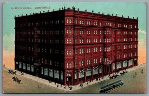 Postcard Montreal Canada c1910s Queen’s Hotel Birds Eye View Trolly Car