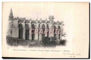 Postcard Old Cite Carcassonne transept and apse of the Church of St. Nazaire