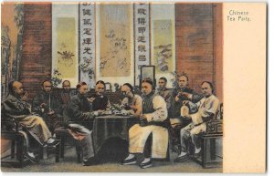 Chinese Tea Party CHINA Smoking Opium 1910s Sternberg Hong Kong Antique Postcard