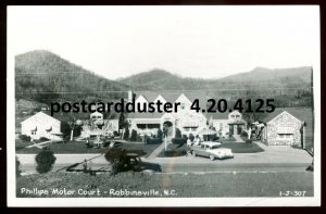 h3691-ROBBINSVILLE North Carolina 1960s Phillips Motor Court Real Photo Postcard