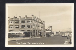 RPPC BELLINGHAM WASHINGTON DOWNTOWN STREET BUS DEPOT CARS REAL PHOTO POSTCARE