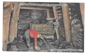 Anthracite Coal Mining Region PA Miner Loading Coal Postcard