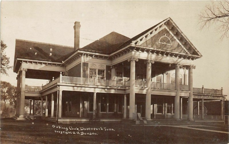 H47/ Davenport Iowa RPPC Postcard c1910 Outing Club Building 