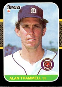 1987 DONRUSS Baseball Card Alan Trammell SS Detroit Tigers sun0569