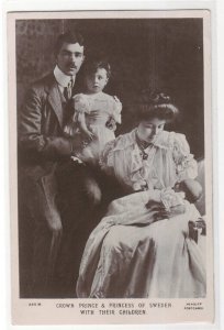Crown Prince Princess of Sweden & Children Royalty 1908 RPPC postcard