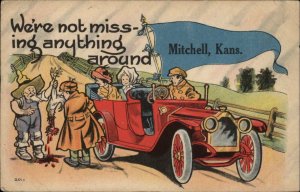 Mitchell Kansas KS Car Accident Dead Chicken Macabre Pennant c1910 Postcard