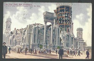 1906 PPC* San Francisco Ca Earthquake City Hall One Hour Later