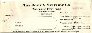 1937 THE ROOT & McBRIDE CO CLEVELAND OHIO DRY GOODS BILLHEAD INVOICE Z514