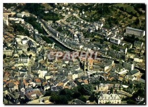 Postcard Modern airplane above Tulle Correze General view