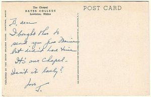 The Chapel, Bates College, Lewiston, Maine, Antique Postcard, Local Publisher