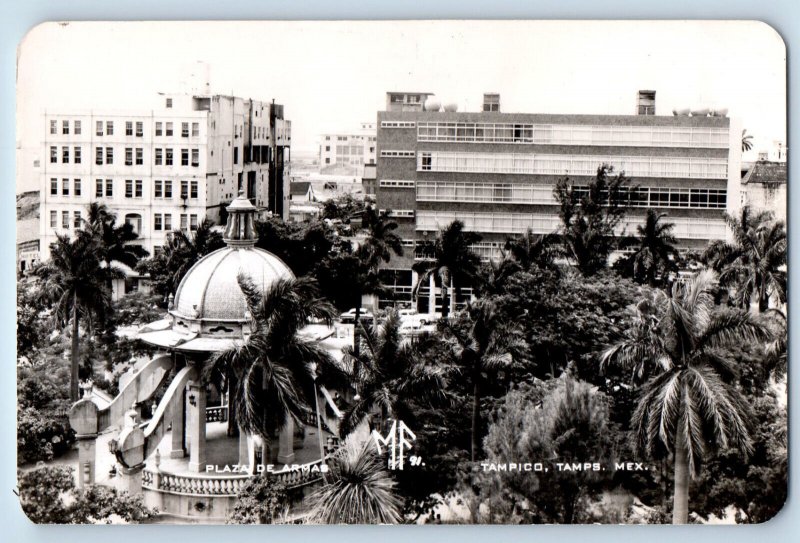 Tampico Tamaulipas Mexico Postcard Plaza De Armas Air View c1950's RPPC Photo