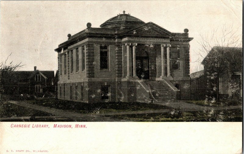 Carnegie Library, Madison MN c1907 Undivided Back Vintage Postcard F76