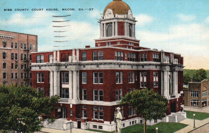 Vintage Postcard 1944 Bibb County Courthouse Gigantic Building Macon Georgia GA 