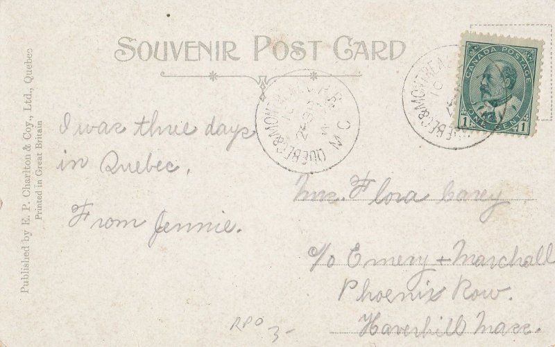 On the Citadel Quebec 1910? card