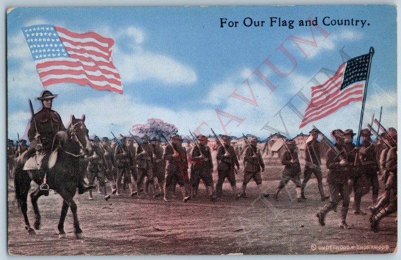 c1910s WWI For Our Flag and Country Military Army March Underwood US Camp A195