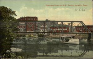 Norwich CT River & RR Bridge c1910 Postcard