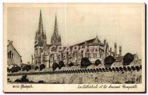 Old Postcard Quimper The Cathedral and the elders Remparts