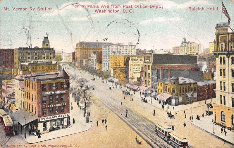 Washington DC 1908 Postcard Mt. Vernon Railway Station Streetcars